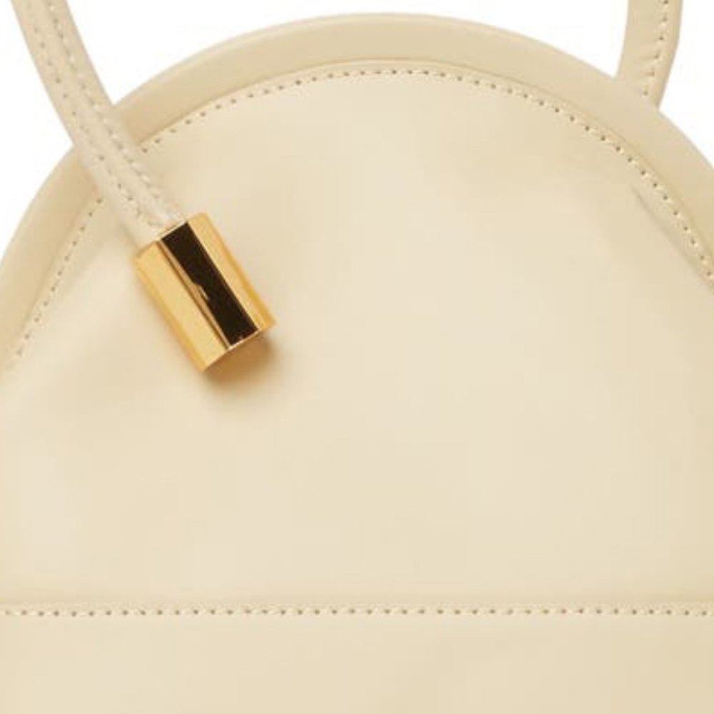 NEW Louise et Cie Isel Leather French Vanilla Frame Bag Novelty Curved Handle - Picture 2 of 6